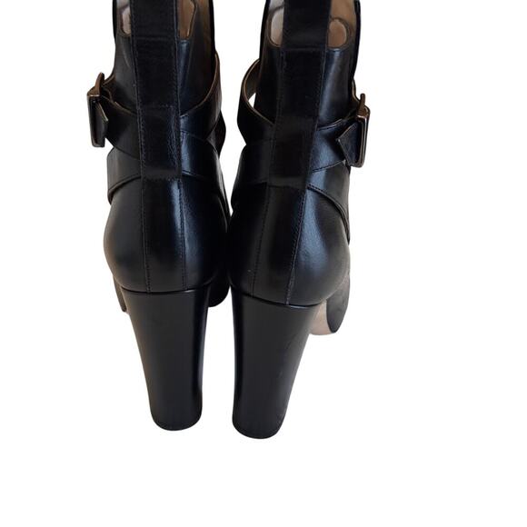 EMERSON FRY Black Leather Strappy Ankle Boots Sz 37 (US 7) - Block Heel Booties - Picture 5 of 9